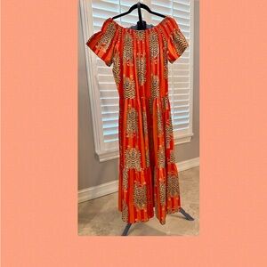 Vibrant Orange Tiger Print Dress